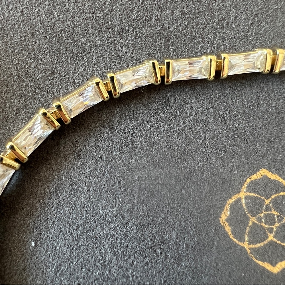 Kendra Scott Juliette 14K Gold Plated CZ Baguette Earrings and Bracelet - Picture 7 of 8